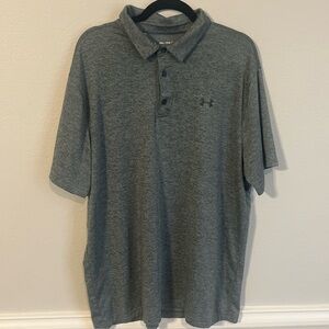 Under Armour The Playoff Polo Shirt Mens 2XL XXL Gray Heathered Loose Heatgear